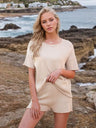 Round Neck Short Sleeve Top and Shorts Sweater Set | Hanalas