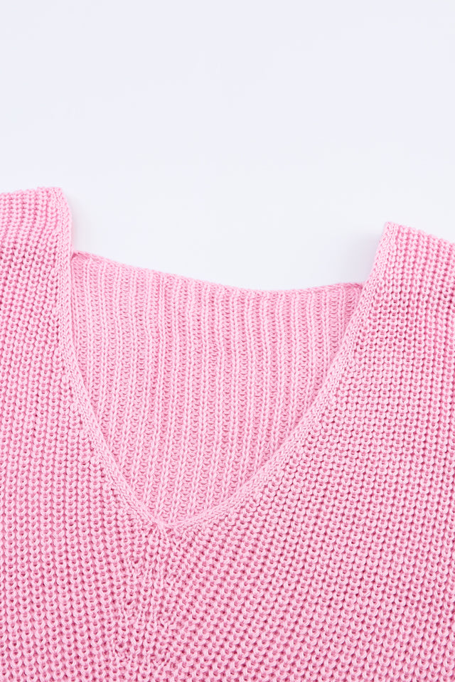 V-Neck Drop Shoulder Sweater | Hanalas