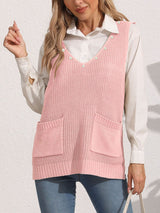 Slit V-Neck Sweater Vest