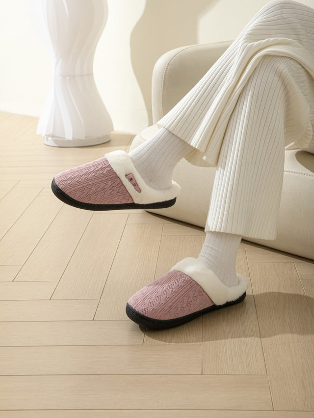 Horn Buckle Furry Texture Flat Slippers | Hanalas