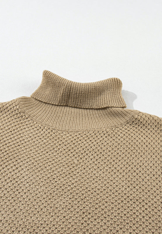 Solid Color Turtleneck Short Sleeve Sweater | Hanalas