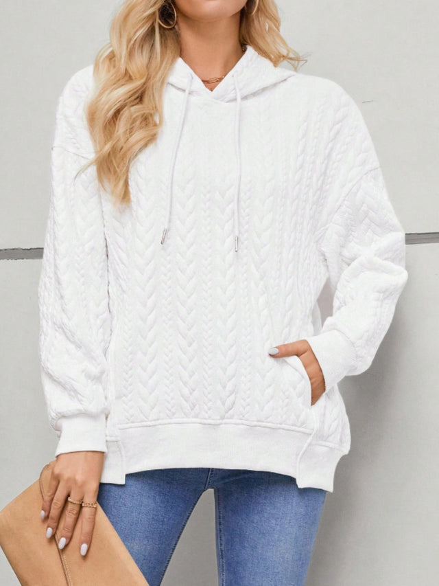 Drawstring Long Sleeve Hoodie with Pockets Trendsi Hanalas