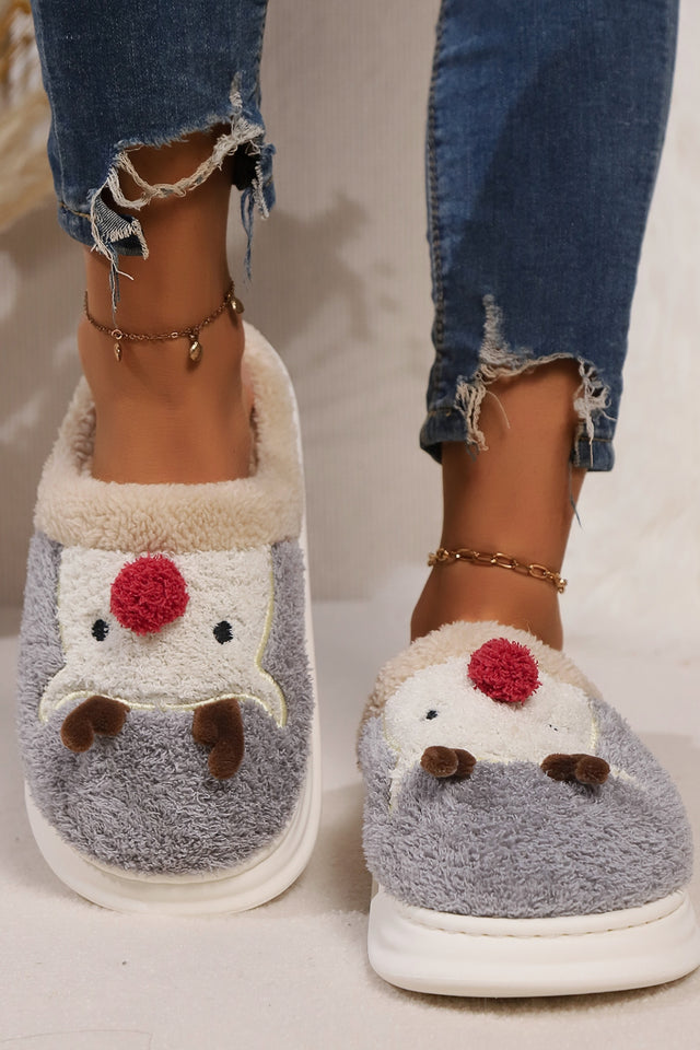 Elk Furry PVC Flat Slippers | Hanalas