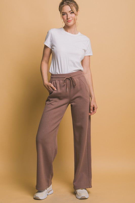 Love Tree Drawstring Wide Leg Sweatpants with Pockets | Hanalas