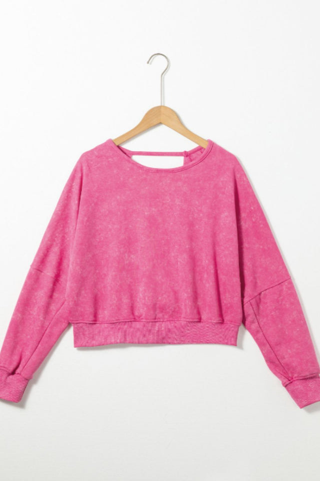 Cutout Round Neck Long Sleeve Sweatshirt | Hanalas