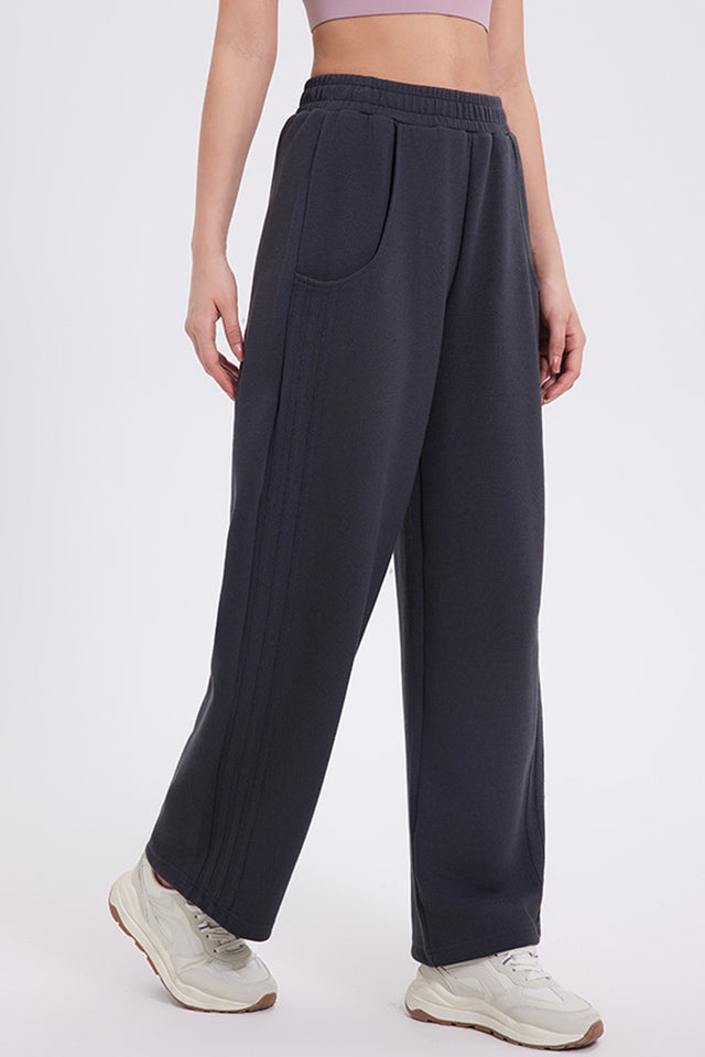 Basic Bae Elastic Waist Straight Leg Pants with Pockets | Hanalas