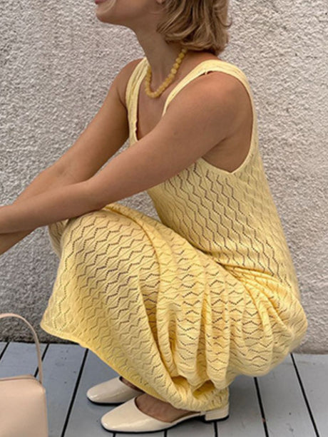 Openwork Sleeveless Maxi Dress | Hanalas