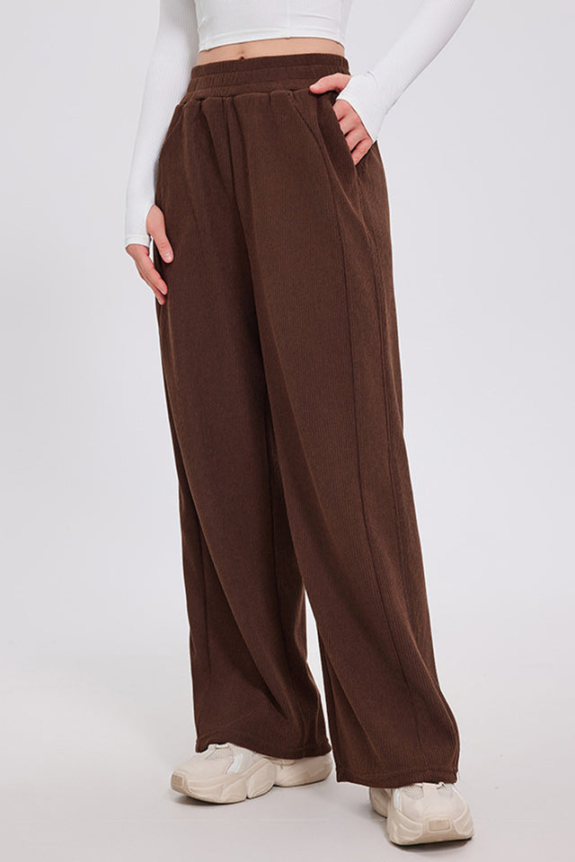 Basic Bae Elastic Waist Wide Leg Pants | Hanalas