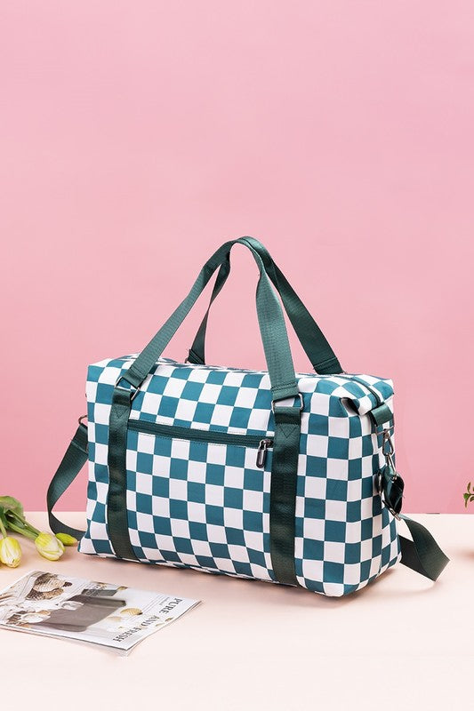 Zenana Checkered Multi-Pocket Travel Bag | Hanalas