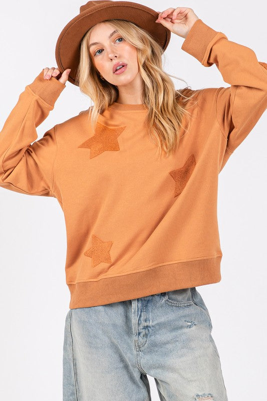 SAGE + FIG Star Patch Long Sleeve Sweatshirt | Hanalas