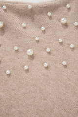 Plus Size Pearl Detail Round Neck Long Sleeve Sweater