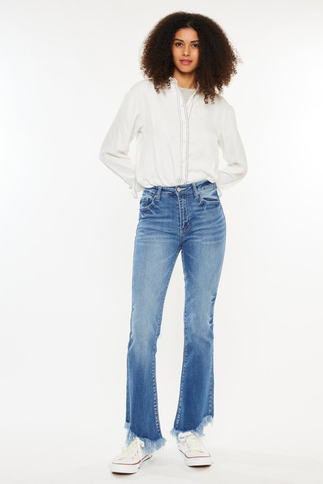 Kancan High Rise Frayed Hem Jeans | Hanalas