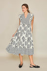 Umgee Full Size Boarder Print Midi Dress Plus Size | Hanalas