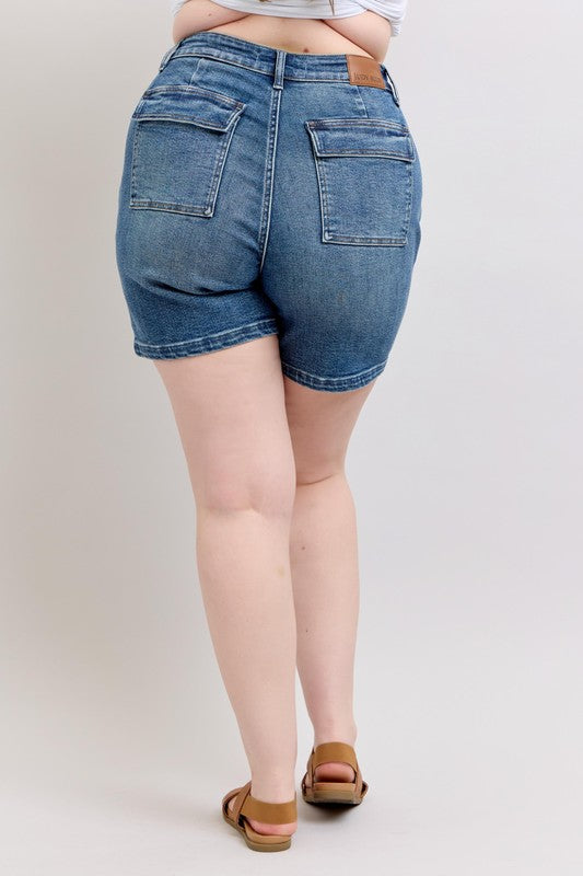 Judy Blue Full Size High Rise Denim Shorts Plus Size | Hanalas