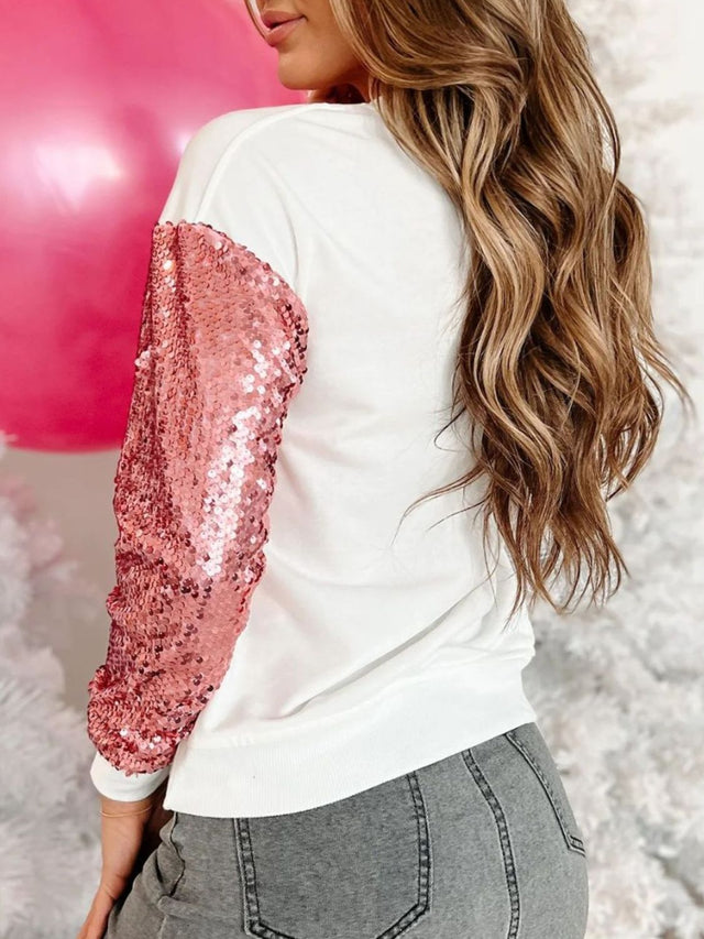 Sequin Nutcracker Round Neck Long Sleeve Sweatshirt | Hanalas