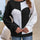 Contrast Heart Round Neck Long Sleeve Sweater | Hanalas