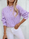 Cable Knit Mock Neck Long Sleeve Sweater Trendsi Hanalas