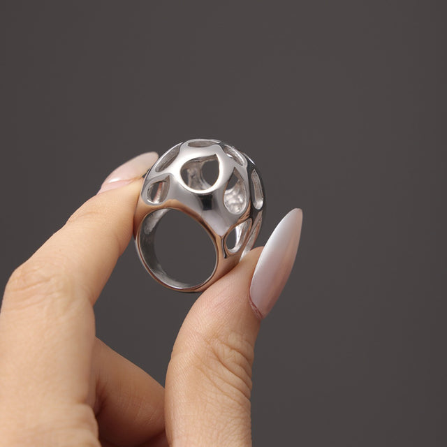 Stainless Steel Cutout Ring Trendsi Hanalas