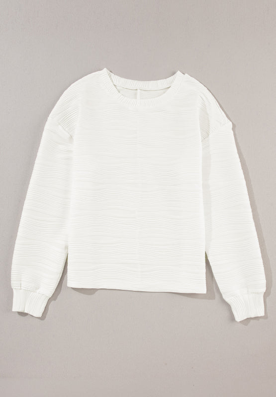 Texture Round Neck Long Sleeve Sweatshirt | Hanalas