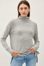 Be Cool Side Slit Mock Neck Long Sleeve Tunic Top Trendsi Hanalas