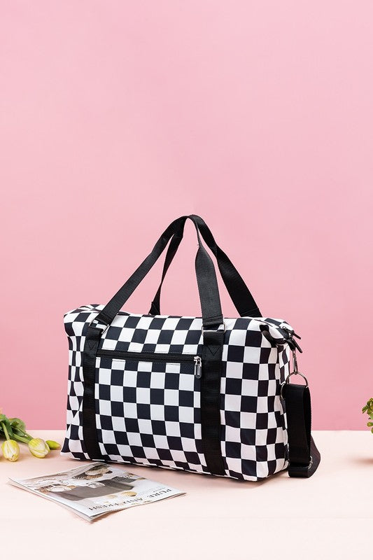 Zenana Checkered Multi-Pocket Travel Bag | Hanalas