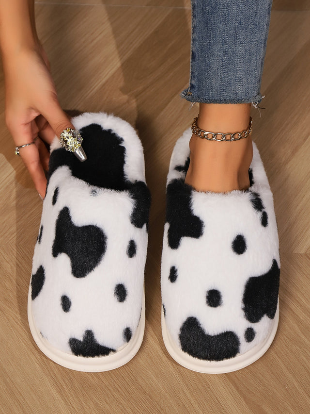 Animal Print Faux Fur Slippers | Hanalas