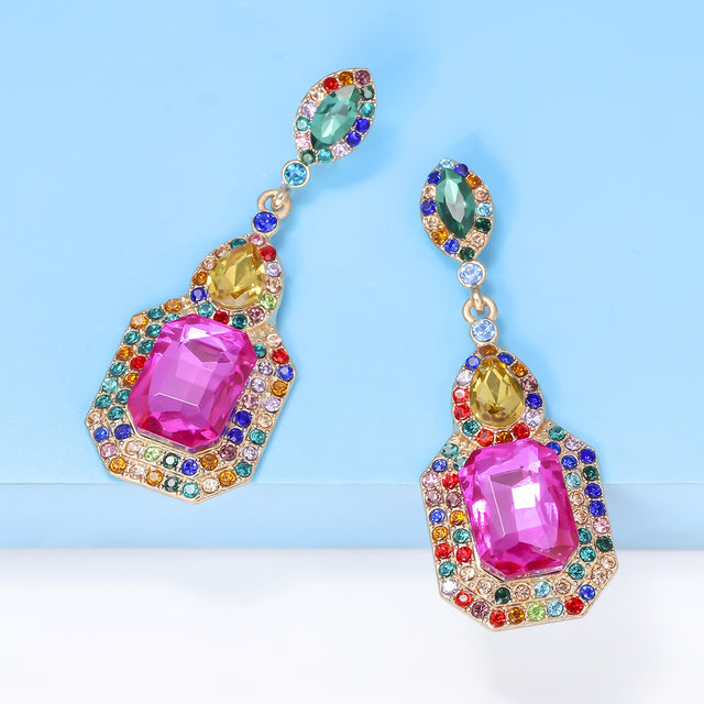 Alloy Rhinestone Dangle Earrings | Hanalas