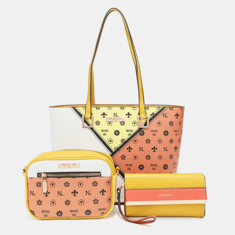 Nicole Lee USA 3-Piece Color Block Handbag Set | Hanalas