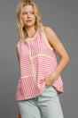 Umgee Round Neck Texture Striped Tank | Hanalas