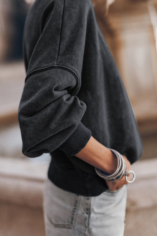 Mock Neck Dropped Shoulder Sweatshirt | Hanalas