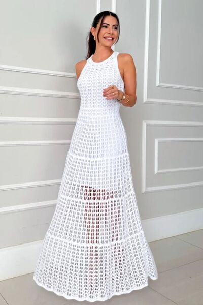 Hollowed-Out Sleeveless Maxi Dress | Hanalas