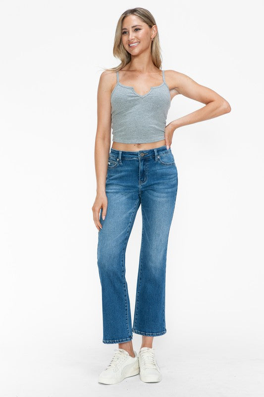 bytos Full Size Cat's Whiskers Mid Rise Ankle Jeans | Hanalas