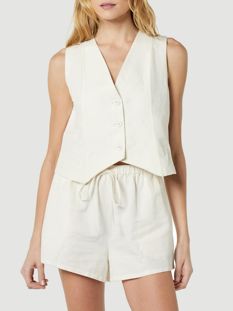 Button Up V-Neck Top and Pocketed Shorts Set | Hanalas