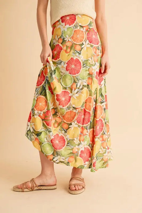 Aemi + Co Fruit Print Maxi Skirt | Hanalas