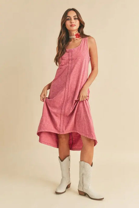 Aemi + Co High-Low Hem Scoop Neck Midi Tank Dress | Hanalas