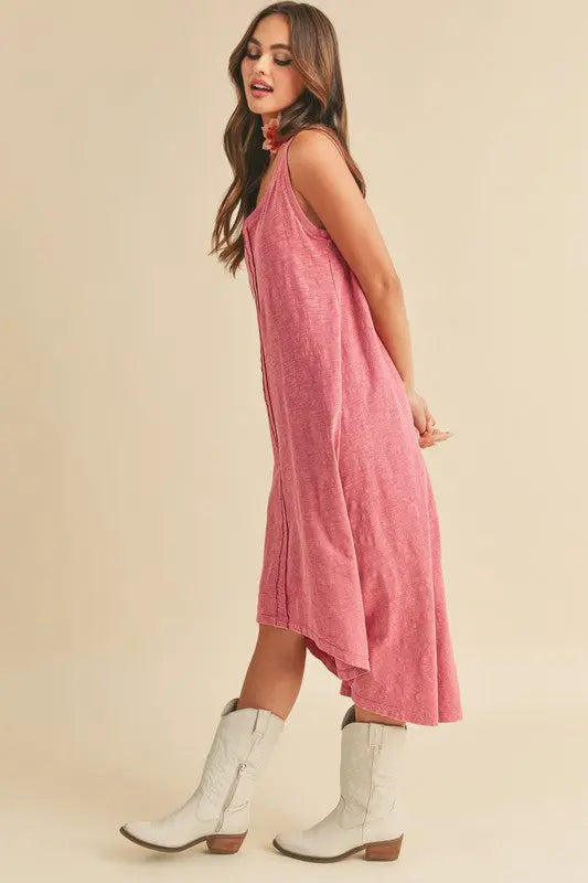 Aemi + Co High-Low Hem Scoop Neck Midi Tank Dress | Hanalas