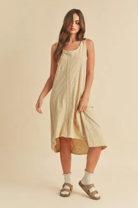 Aemi + Co High-Low Hem Scoop Neck Midi Tank Dress | Hanalas
