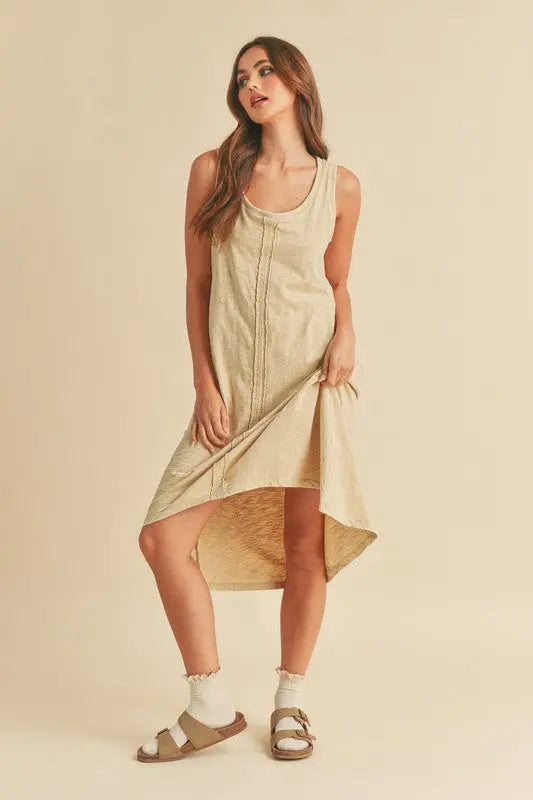 Aemi + Co High-Low Hem Scoop Neck Midi Tank Dress | Hanalas