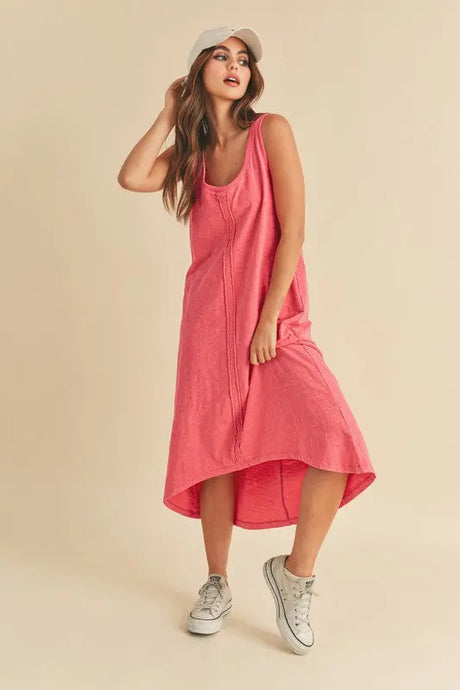 Aemi + Co High-Low Hem Scoop Neck Midi Tank Dress | Hanalas
