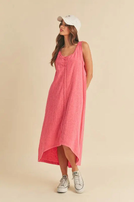 Aemi + Co High-Low Hem Scoop Neck Midi Tank Dress | Hanalas