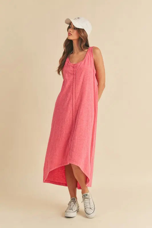 Aemi + Co High-Low Hem Scoop Neck Midi Tank Dress | Hanalas