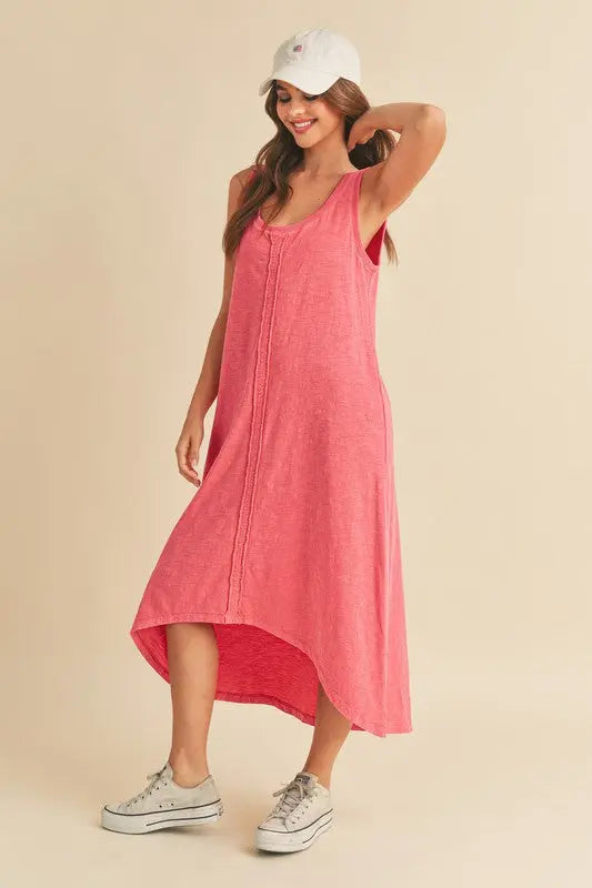 Aemi + Co High-Low Hem Scoop Neck Midi Tank Dress | Hanalas