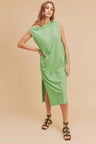 Aemi + Co Side Slit Round Neck Sleeveless Midi Dress | Hanalas