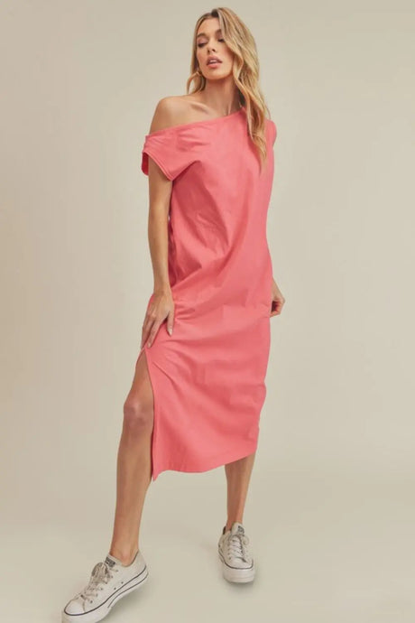 Aemi + Co Side Slit Round Neck Sleeveless Midi Dress | Hanalas
