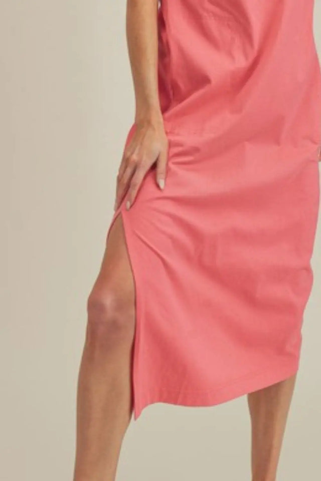 Aemi + Co Side Slit Round Neck Sleeveless Midi Dress | Hanalas