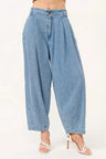 And The Why Elastic Back Pleated Baggy Jeans Trendsi Hanalas