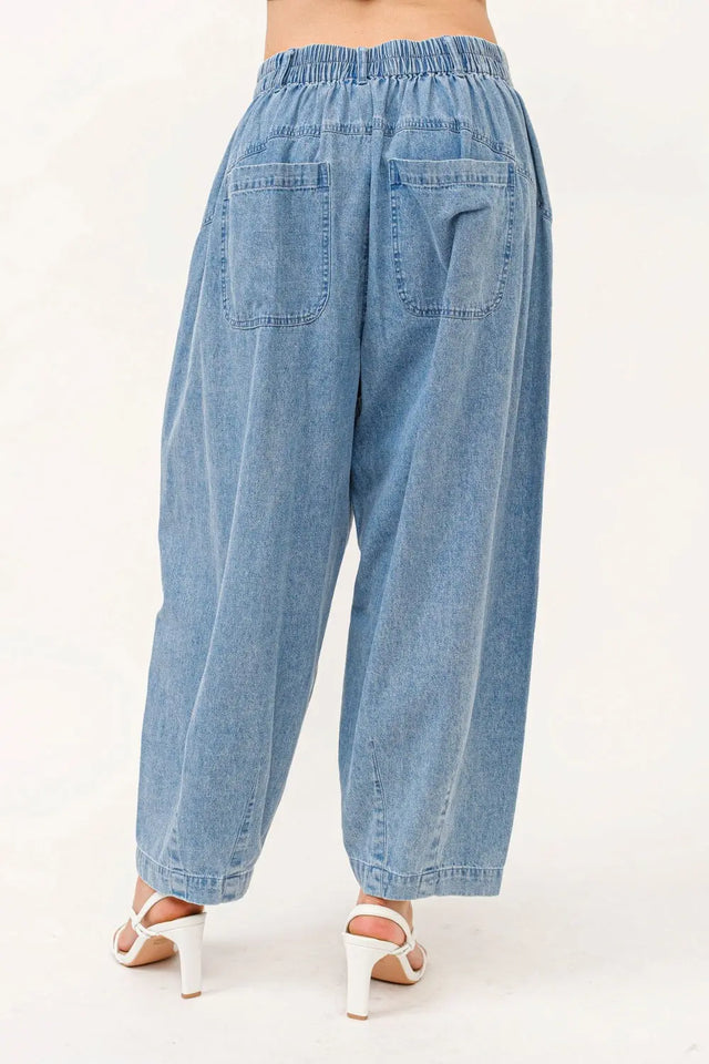 And The Why Elastic Back Pleated Baggy Jeans Trendsi Hanalas