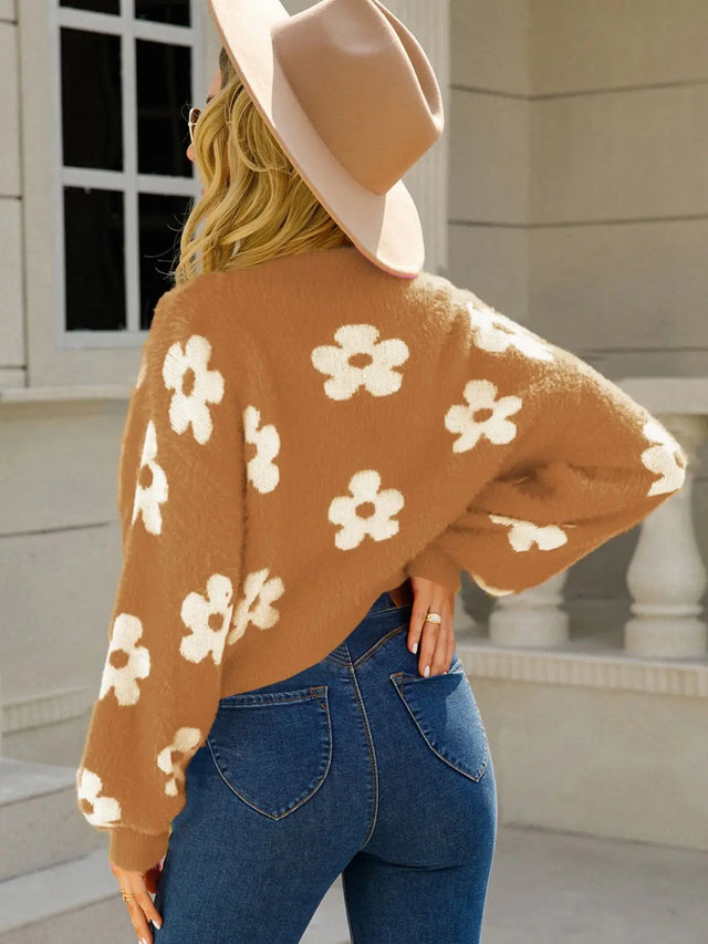 Angel Wings Flower Open Front Long Sleeve Cardigan Trendsi Hanalas