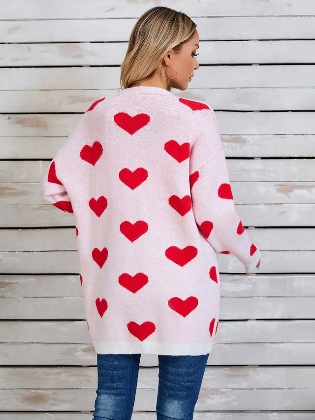 Angel Wings Heart Open Front Long Sleeve Cardigan Trendsi Hanalas