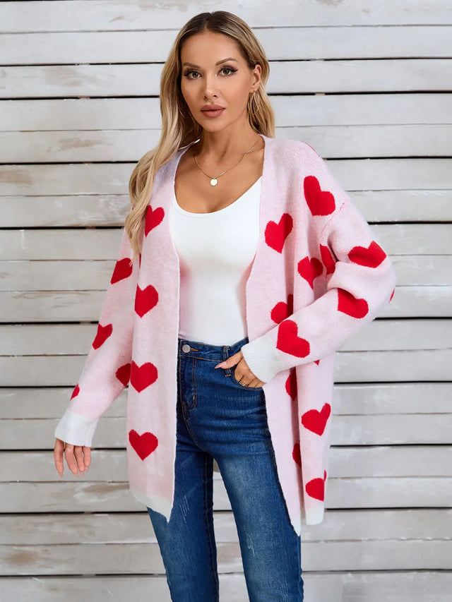 Angel Wings Heart Open Front Long Sleeve Cardigan Trendsi Hanalas